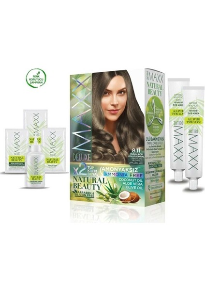 2 Paket Natural Beauty Amonyaksız Saç Boyası 8.11 Yoğun Açık Küllü Kumral