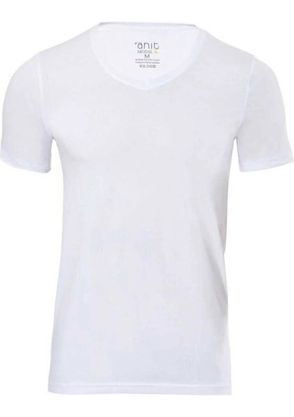 5 Adet, Modal V Yaka Kısa Kollu Atlet %47 Modal %47 Cotton %6 Elastan Beyaz