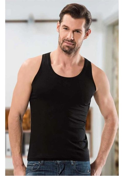 5 Adet, Erkek Kalın Askılı Modal Atlet %47 Modal %47 Cotton %6 Elastan Siyah