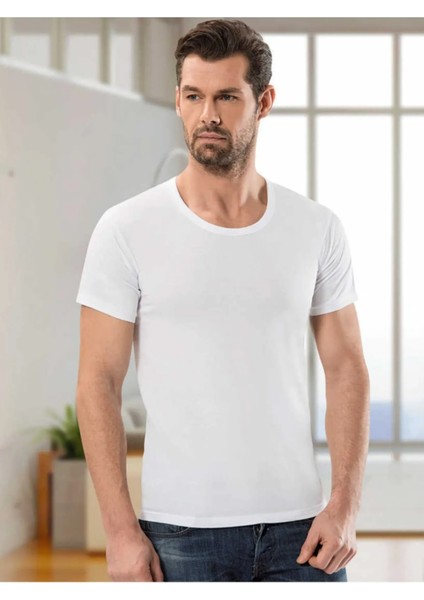 5 Adet, Büyük Beden Penye Bisiklet Yaka Erkek Fanila %100 Pamuk (Penye) Beyaz modelleri