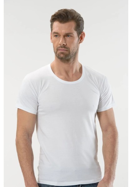 3 Adet, Büyük Beden Penye Bisiklet Yaka Erkek Fanila %100 Pamuk (Penye) Beyaz modelleri