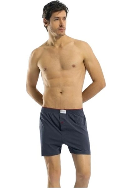 5 Adet, Erkek Büyük Beden Düğmeli Pamuk Penye Boxer %100 Pamuk(Penye) Antrasit