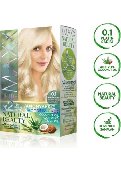 2 Paket Natural Beauty Amonyaksız Saç Boyası 0.1 Platin Sarısı