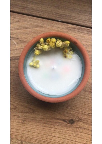 “bal Annem” Yazılı Aromatik Hindistan Cevizi Kokulu Kuru Çiçeklerle Süslenmiş Soya Mumu
