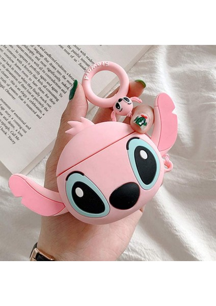 Airpods 1. ve 2.nesil Uyumlu Stitch Figürlü Sevimli Kopçalı Koruyucu Silikon Kılıf, Darbe Emici Kılıf modelleri