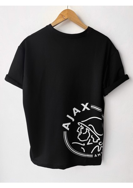 Erkek Amsterdam Ajax Oversize Baskılı Pamuklu Bisiklet Yaka Kısa Kollu T-Shirt