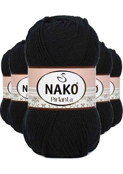 5 Adet Pırlanta Amigurumi El Örgü Ipi Yünü Siyah 217