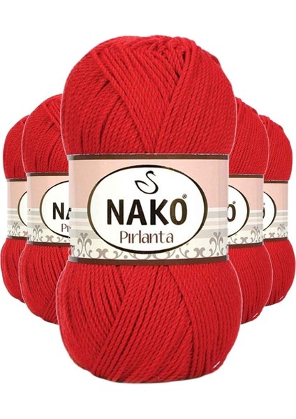 5 Adet Pırlanta Amigurumi El Örgü İpi Yünü Gelincik Kırmızı 6741