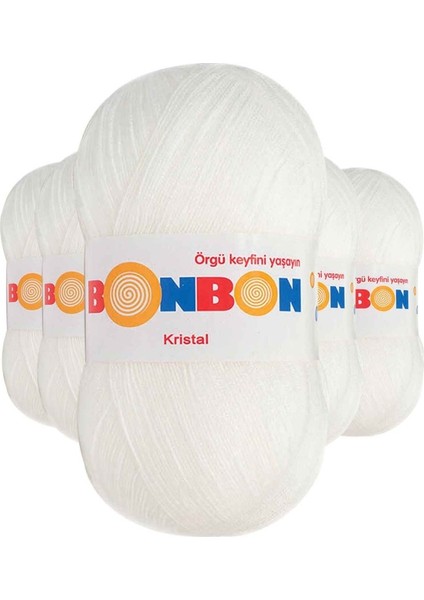 5 Adet Kristal El Örgü Lif Ipi Beyaz 98200