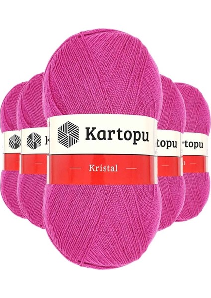 5 Adet Kristal Çift Katlı El Örgü Lif Ipi Fuşya K440