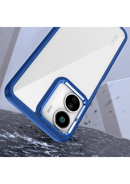 Vivo Y16 Kılıf Flora Silikon Arkası Şeffaf + Ekran Koruyucu