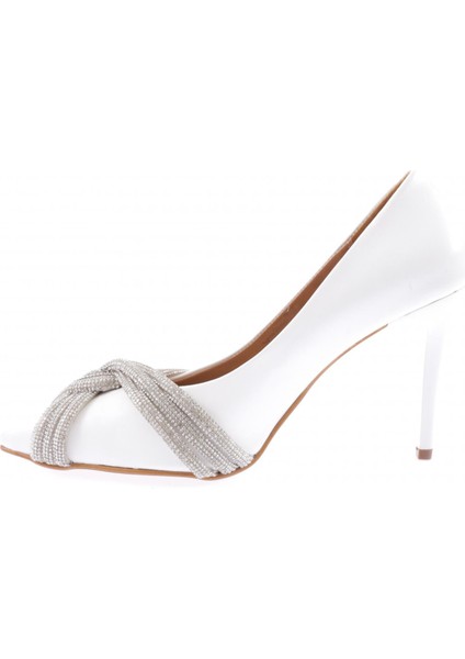 YSF-06-23Y Kadin Silver Taşli Burgu Bantli Abiye Ayakkabi modelleri