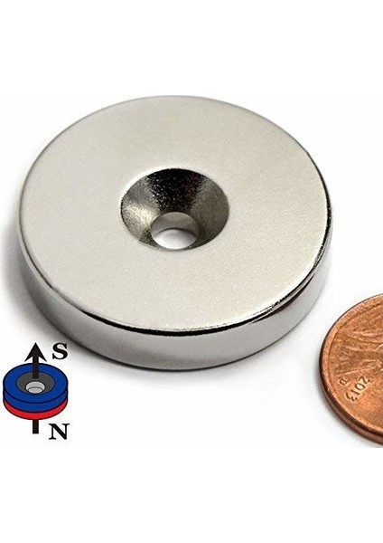 Neodyum Mıknatıs Havşa Delikli 25 x 10 - 5,5 x 5 mm (2'li Paket)