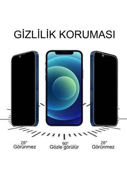 IPHONE 12 Pro 9h Full Kaplayan Kırılmaz Cam Privacy Hayalet Ekran Koruyucu