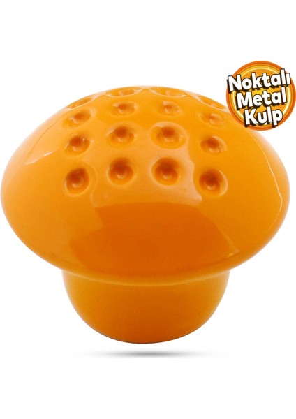 Noktalı Mantar Düğme Kulp Çekmece Bebek Çocuk Genç Odası Dolap Kapak Kulpu Kulbu Turuncu Metal Kulp