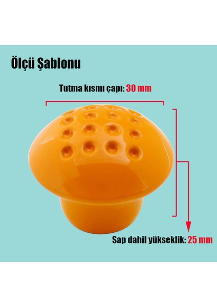 Noktalı Mantar Düğme Kulp Çekmece Bebek Çocuk Genç Odası Dolap Kapak Kulpu Kulbu Turuncu Metal Kulp