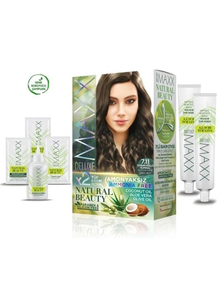 2 Paket Natural Beauty Amonyaksız Saç Boyası 7.11 Yoğun Küllü Kumral