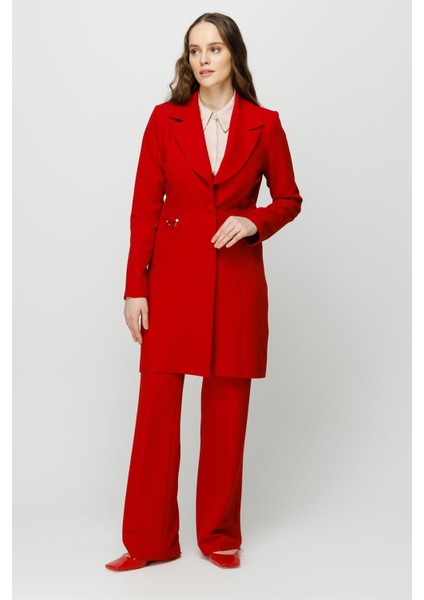 Inci Aksesuar Detaylı Pantolon Ceket Takım Kırmızı modelleri
