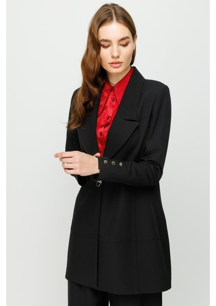 Çıt Çıt Detaylı Oversize Ceket Pantolon Takım Siyah fırsatları