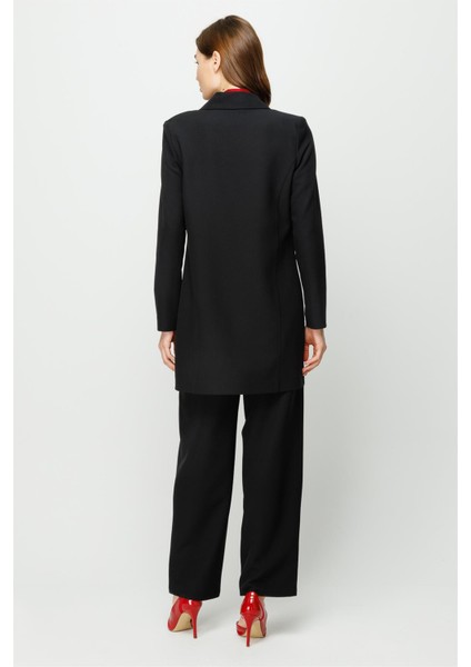 Çıt Çıt Detaylı Oversize Ceket Pantolon Takım Siyah indirimleri