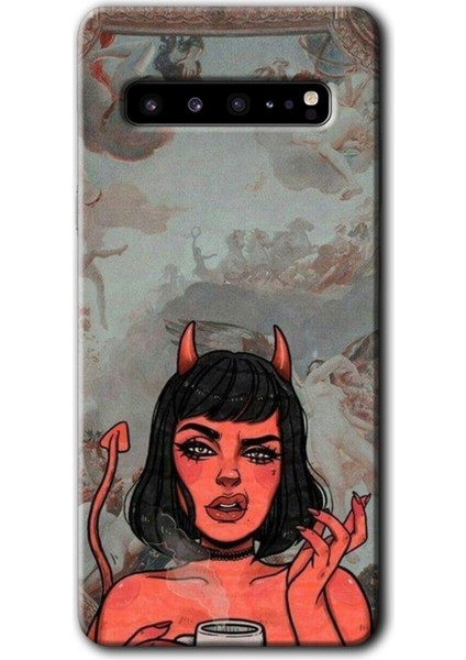 Samsung Galaxy S10 Plus Kılıf Hd Desen Baskılı Arka Kapak - Devil Girl