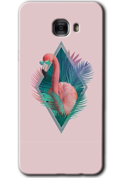 Samsung Galaxy C9 Pro Kılıf Hd Desen Baskılı Arka Kapak - Flamingo