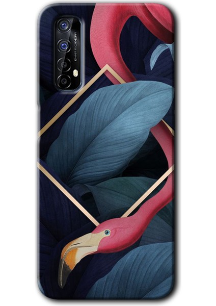 Realme 7 Kılıf Hd Desen Baskılı Arka Kapak - Flamingo Yaprak