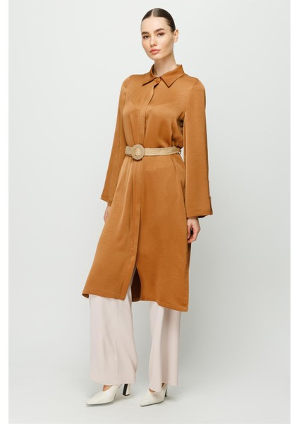 Fermuar Kapamalı Hasır Kemerli Kurtarıcı Tunik Taba fiyatları