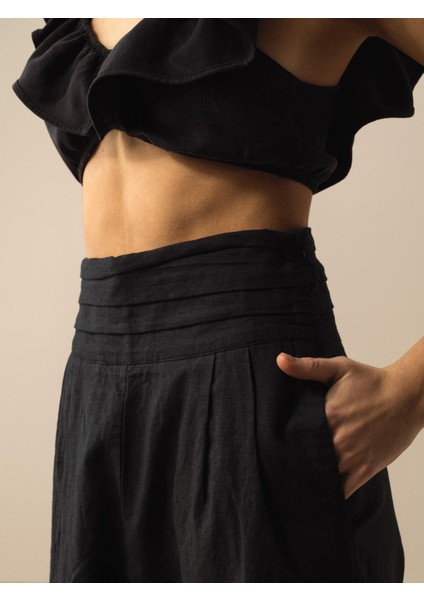 %100 Keten Oversize Pantolon