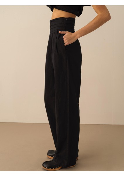 %100 Keten Oversize Pantolon
