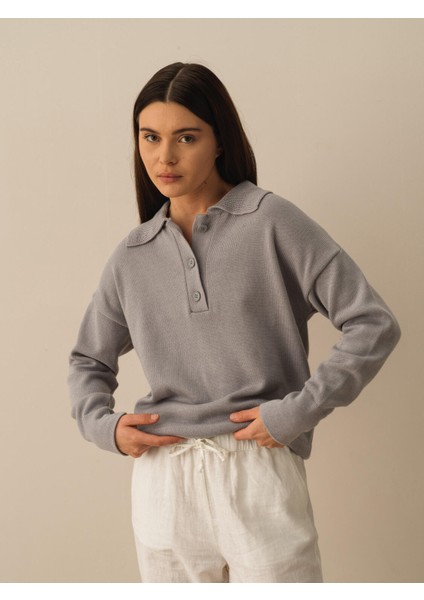 %100 Pamuk Oversize Polo Kazak