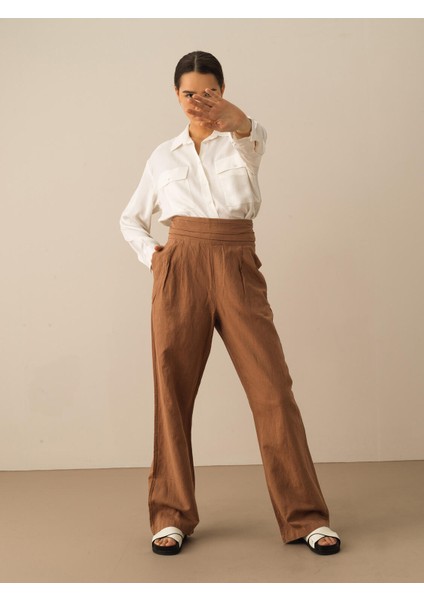 %100 Keten Oversize Pantolon
