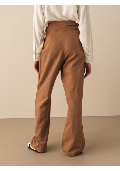 %100 Keten Oversize Pantolon