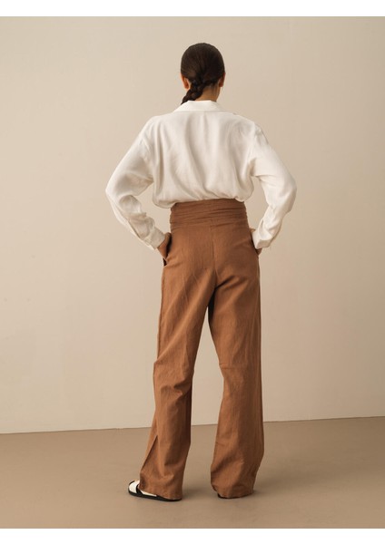 %100 Keten Oversize Pantolon