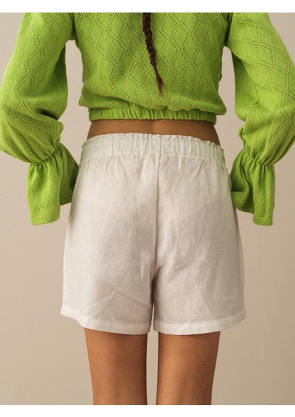 %100 Keten Regular Fit Şort
