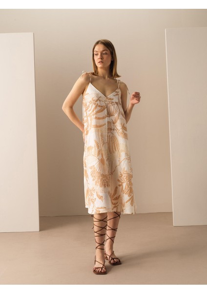 %100 Keten Regular Fit Elbise