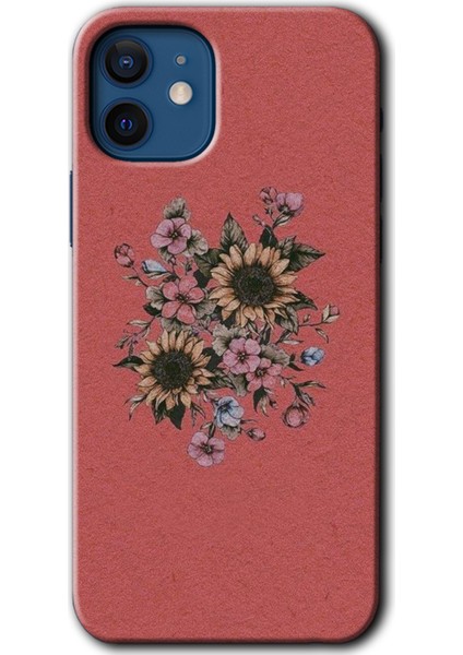 iPhone 12 Mini Kılıf Hd Desen Baskılı Arka Kapak - Retro Çiçek