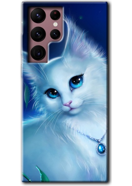 Samsung Galaxy S22 Ultra Kılıf Hd Desen Baskılı Arka Kapak - Cat Glance