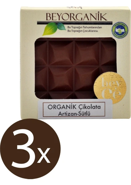 Organik Çikolata Artizan Sütlü 40gr x 3