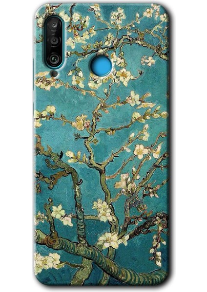 Huawei P30 Lite Kılıf Hd Desen Baskılı Arka Kapak - Almond Blossom