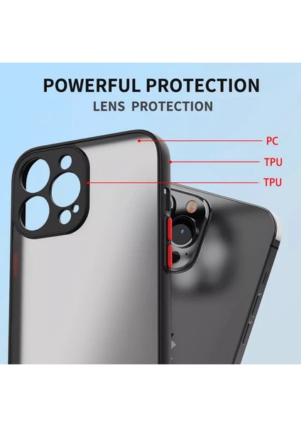 iPhone 14 Pro Kılıf 3D Kamera Korumalı Arkası Mat Kenarları Renkli Smoke Case