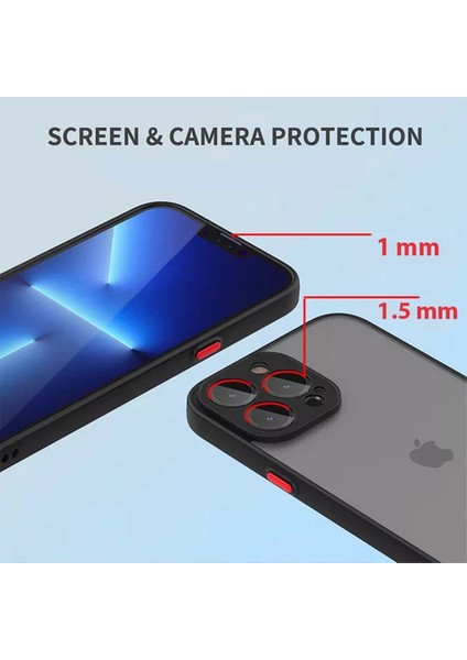 iPhone 14 Pro Kılıf 3D Kamera Korumalı Arkası Mat Kenarları Renkli Smoke Case