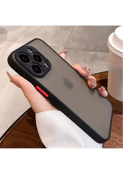 iPhone 13 Pro Kılıf 3D Kamera Korumalı Arkası Mat Kenarları Renkli Smoke Case