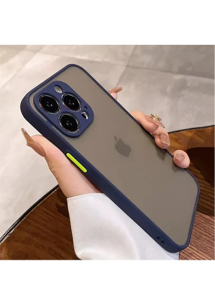 iPhone 13 Pro Kılıf 3D Kamera Korumalı Arkası Mat Kenarları Renkli Smoke Case