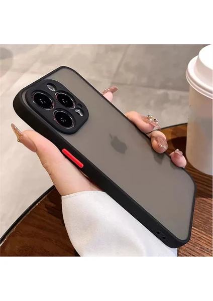 iPhone 13 Pro Max Kılıf 3D Kamera Korumalı Arkası Mat Kenarları Renkli Smoke Case