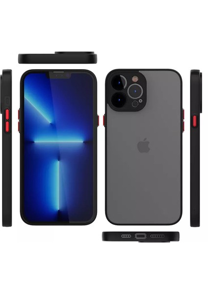 iPhone 13 Pro Max Kılıf 3D Kamera Korumalı Arkası Mat Kenarları Renkli Smoke Case