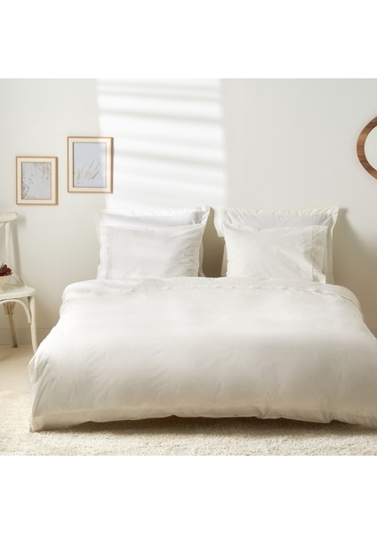 Mia Çift Kişilik Nevresim Takımı Dantelli Beyaz