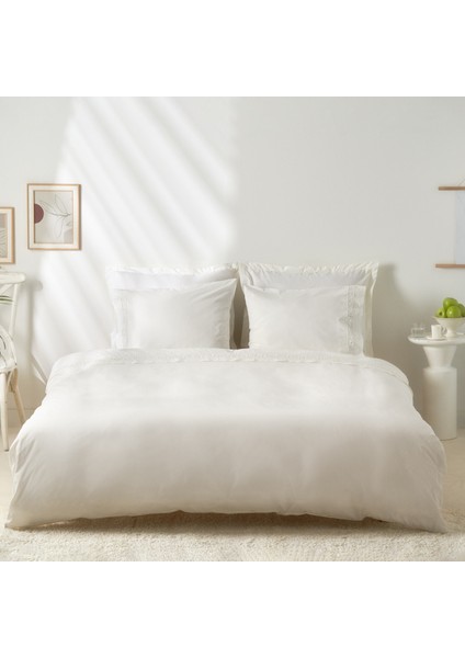 Mia Çift Kişilik Nevresim Takımı Dantelli Beyaz fiyatları