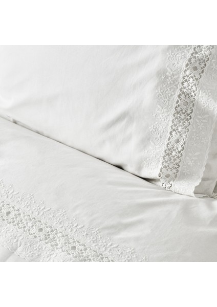 Mia Çift Kişilik Nevresim Takımı Dantelli Beyaz indirimleri