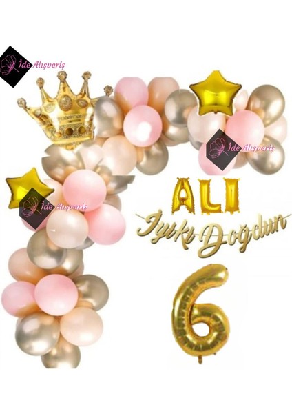 1 Yaş Lüks Doğum Günü Balon Seti Gold Pembe Doğum Günü Parti Süsü